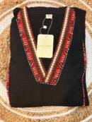 Pure Cotton Black & Maroon Kurta Set