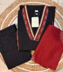 Pure Cotton Black & Maroon Kurta Set