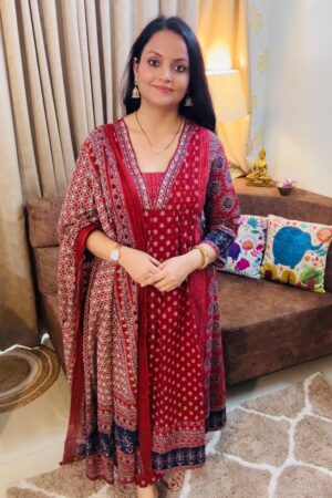 Maroon Diva Anarkali Kurta Set