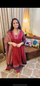 Maroon Diva Anarkali Kurta Set